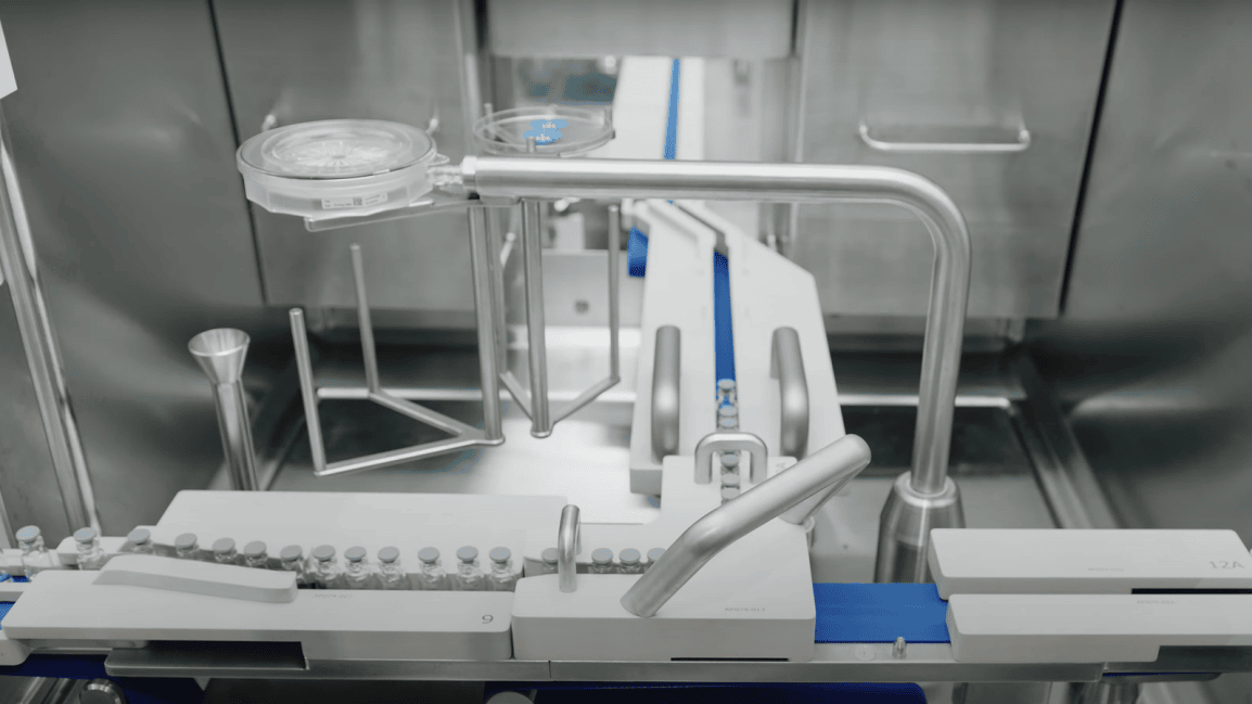 Configurations for linear processing, including lyophilization